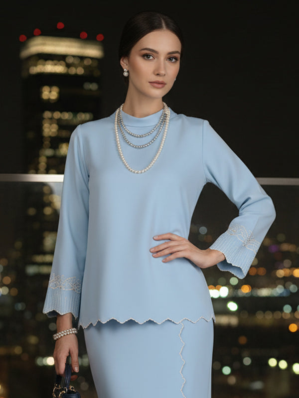 BAJU KURUNG KEDAH DOVIE (DUSTY BLUE)